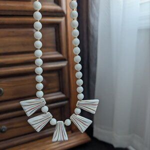 Vintage 1960's Japan Ceramic Bead Bib Statement Necklace